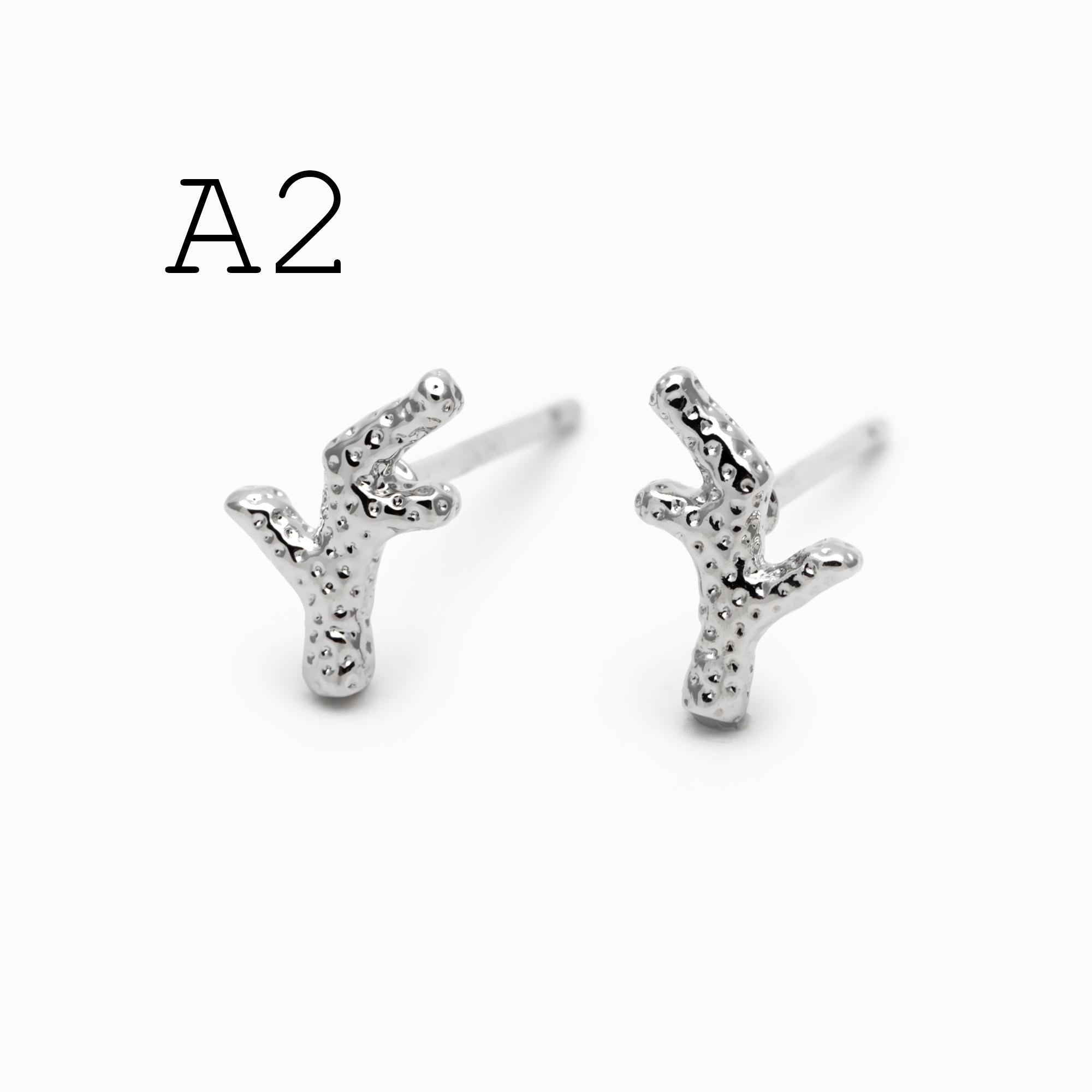 10pcs Gold/ Silver Coral Starfish Stud Earrings, Ocean Stud Earrings (#GB-4761)